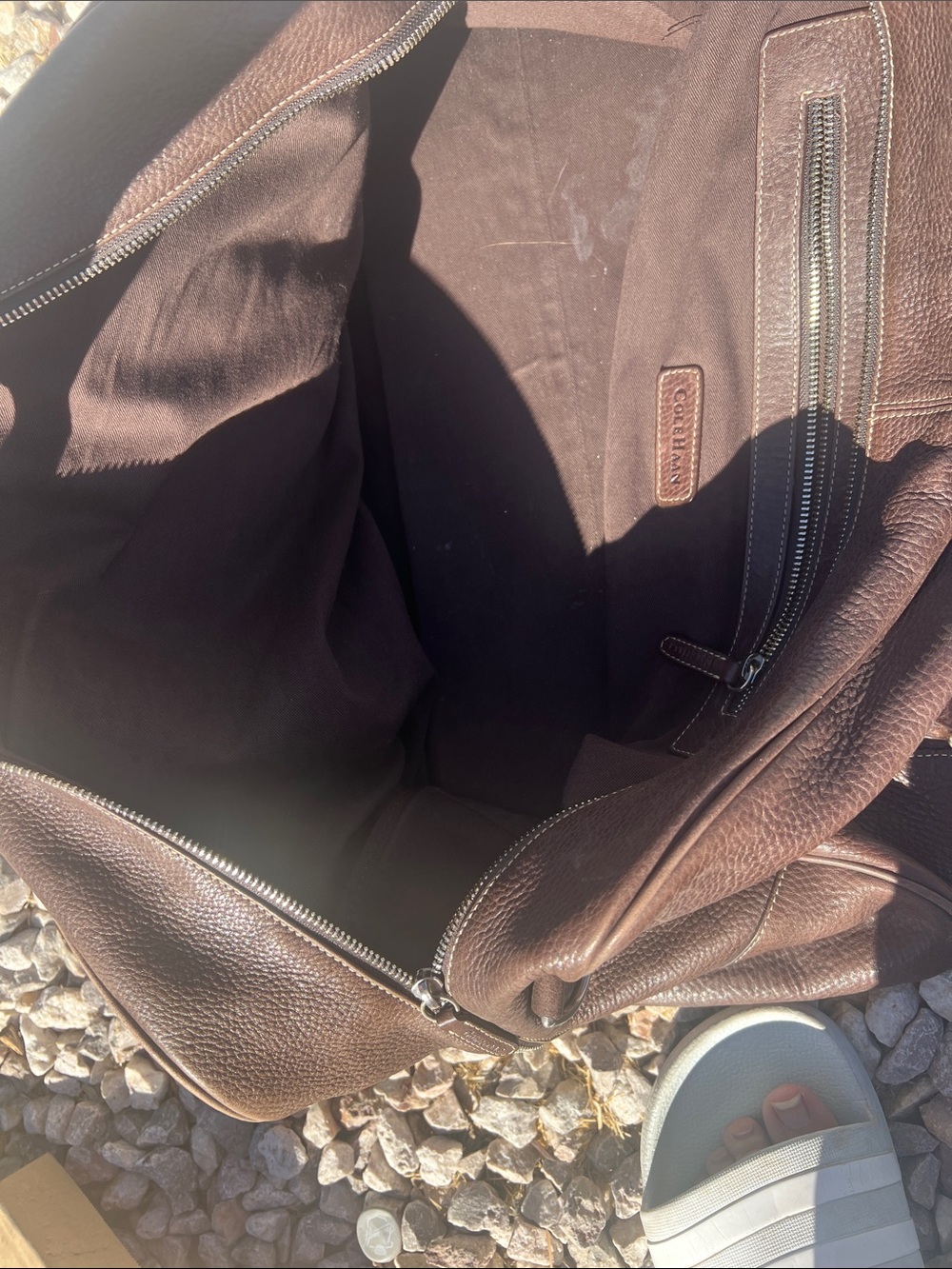 Cole Haan Brown Pebbled Leather Duffel Bag - Picture 4 of 4
